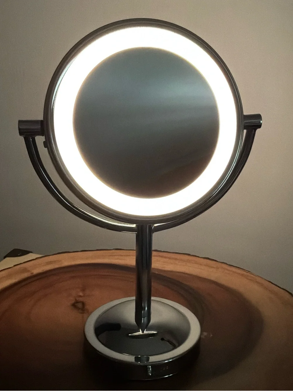 🌙✨ Rare Y2K Conair Glam Lighted Double-Sided Vanity Mirror 1X/2X Chrome